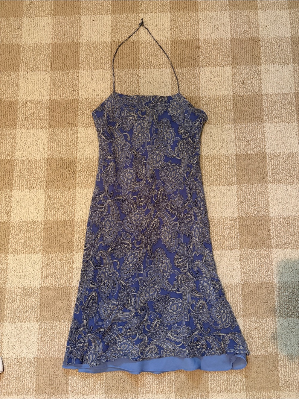 Elegant Vintage Ann Taylor Blue Paisley Halter Midi Dress